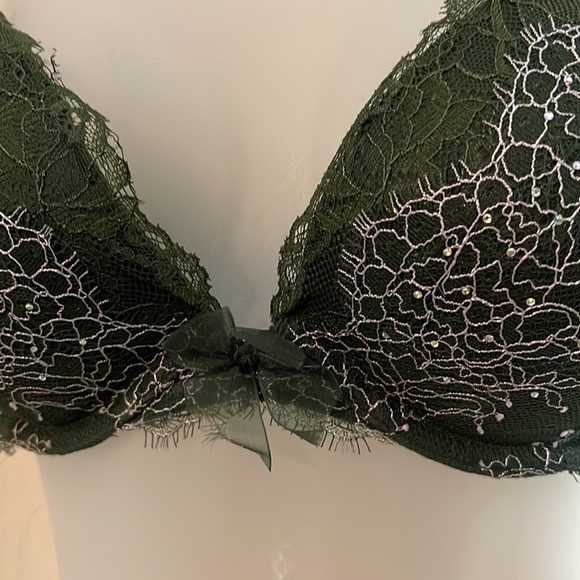 Victoria's Secret Dream Angels Push Up Bra Dark Green Lace Overlay 32D - Picture 7 of 16